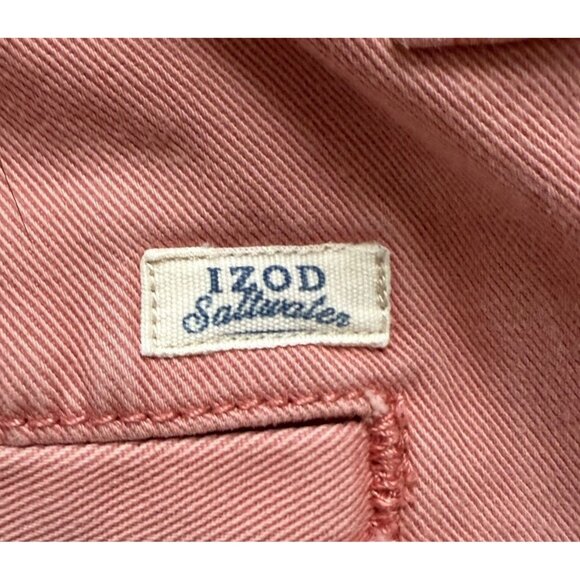 Izod Saltwater Mens Pink Chino Shorts 34W 10.5" Inseam Cotton Blend Casual - Picture 4 of 6